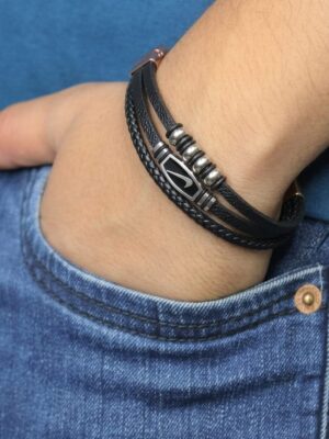 black faux leather stylish wrist band