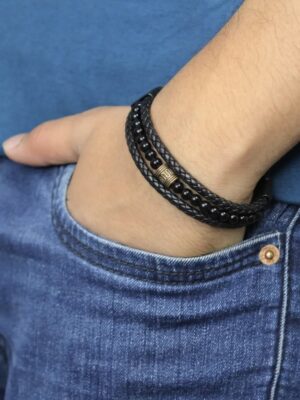 black faux leather stylish wrist band (copy)