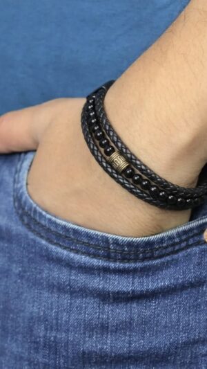 black faux leather stylish wrist band (copy)
